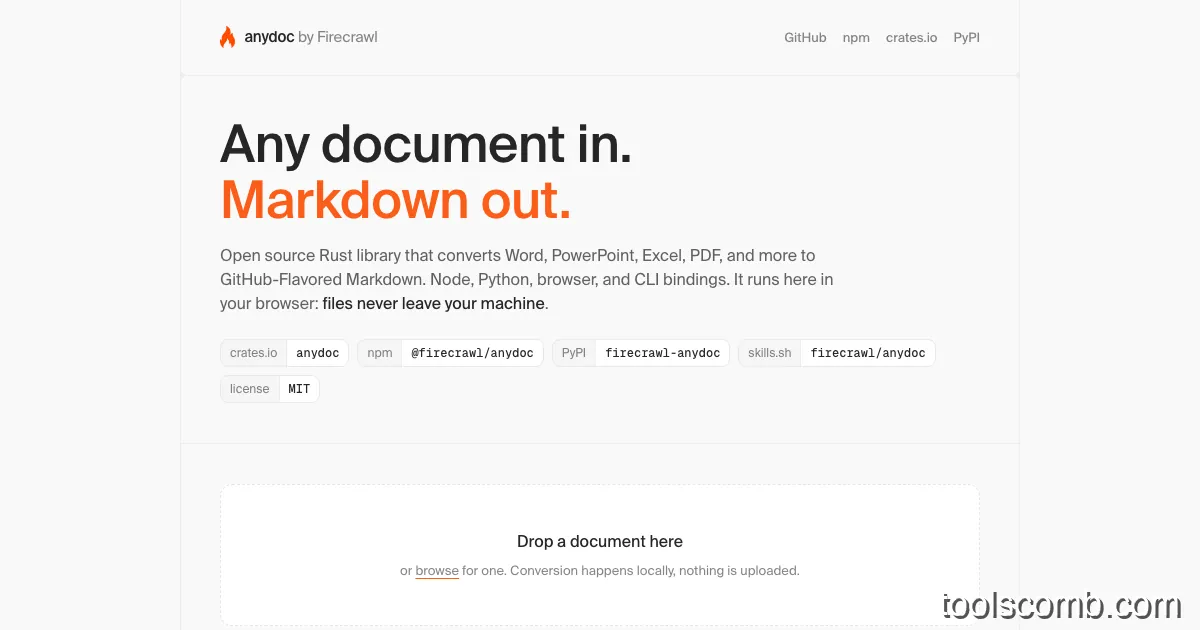 Word/PPT/PDF 一键转 Markdown:开源 AnyDoc 实测比 LibreOffice 快 250 倍